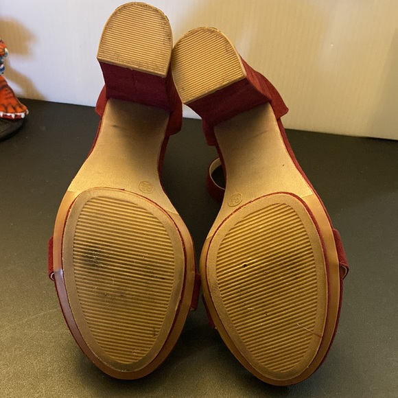 Women's High Chunky Heel Buckle Ankle Strap Sandals - Picture 8 of 9